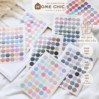 Bộ 48 stickers dán hình tròn trang trí, dán sổ tay, dán tranh ảnh postcard | HOME CHIC CORNER