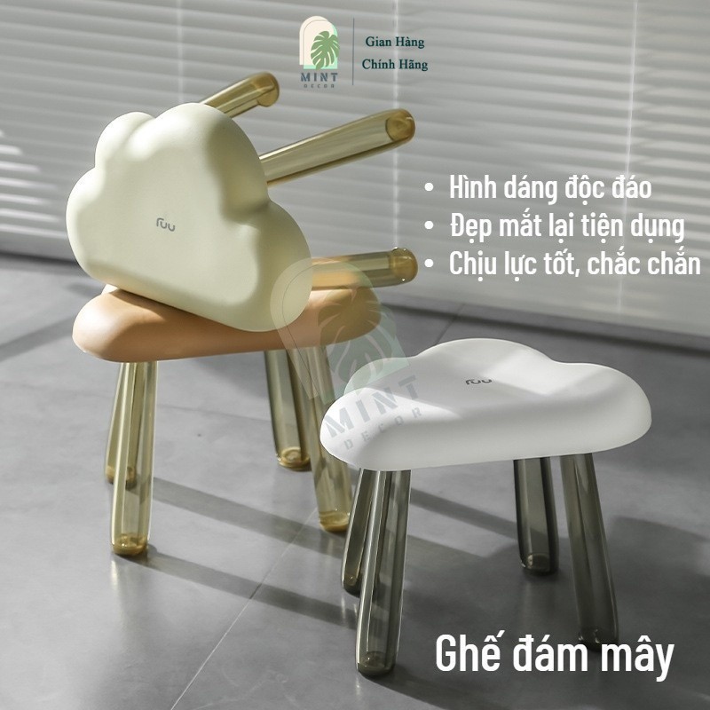 Ghế đẩu mini thiết kế đám mây cute chân trong suốt phong cách sang trọ