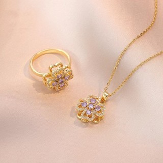 Châu Âu và Mỹ tình yêu vòng cổ zircon hoa mới ánh sáng mặt dây chuyền sang trọng khí chất Vòng cổ thép titan