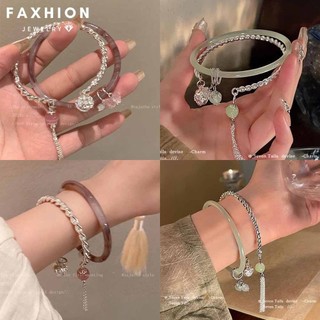 Faxhion Khắc Hoa Bạc Lắc Tay Cho Nữ Thanh Lịch Bướm Trái Tim Vòng Tay Phụ Kiện Trang Sức