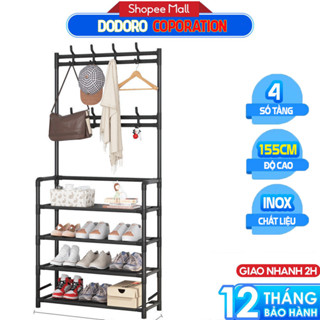   BH 1NĂM  Giá Để Giày Dép Kệ Treo Đồ Đa Năng 4 Tầng Có Móc Treo Đồ Dùng 