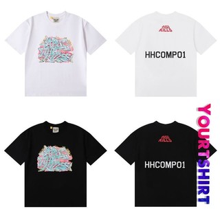 #T5 Cặp Đôi Plus Kích Thước Graphic Tee Thời Trang Unisex Vintage Hàn Quốc Nghệ Thuật Graffiti Ngọn Lửa Chữ In Họa Tiết Cotton Dạo Phố Cổ Tròn Áo Thun Nam
