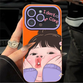 Ốp lưng khung cửa sổ mẫu - i dont care - nền cam - cn005