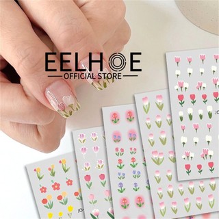 EELHOE Miếng Dán Móng Tay 3D Hoa Tulip Hình Học Hoa Trái Tim Hoa Hồng Móng Tay Nghệ Thuật Người Phụ Nữ Tự Dán Decal Dán Móng Tay Tự Làm Móng Tay Nghệ Thuật Trang Trí Phụ Kiện Làm Móng Tay