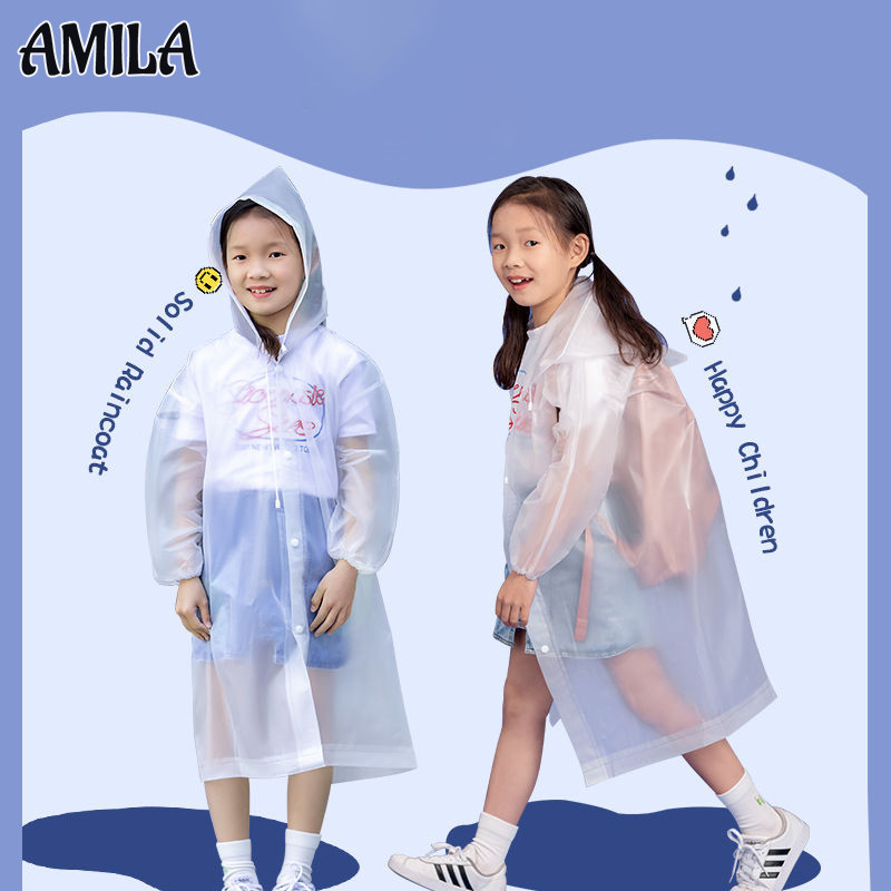 Áo mưa trẻ em dùng một lần dày và bền ba lô toàn thân phong cách bé trai trong suốt nữ sinh tiểu học đi học