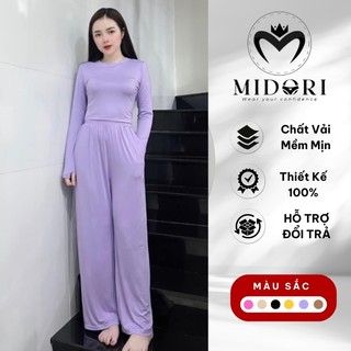 Đồ Bộ Nữ Dài Tay Mặc Nhà Chất Vải Thun Cao Cấp Siêu Mát Cho Mùa Hè