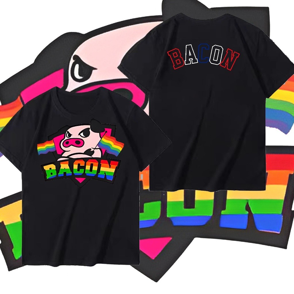 Áo thun ngắn tay thời trang phổ biến Cotton in họa tiết BACON TIME Size cao cấp mùa hè