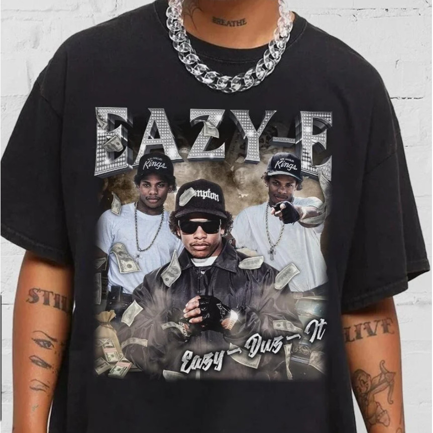 2024 bánh quế cho bạn bè Áo sơ mi Rapper Eazy-E Rap Hiphop, Áo sơ mi họa tiết cổ điển Bootleg cổ điể