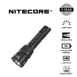 Đèn pin chiếu xa nitecore mh25 pro sáng 3.300 lumens chiếu xa 705m pin sạc 21700 5300mah usb-c
