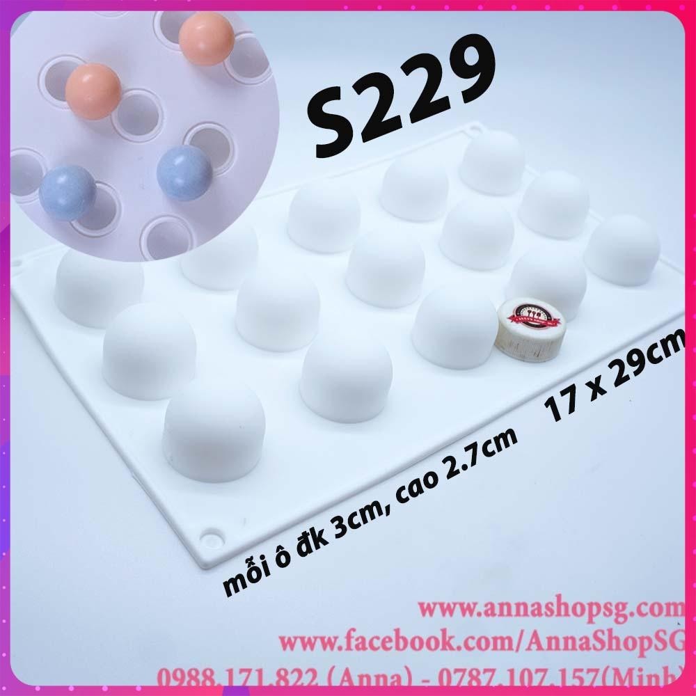 S229 KHUÔN SILICON 15 BI TRÒN 3cm