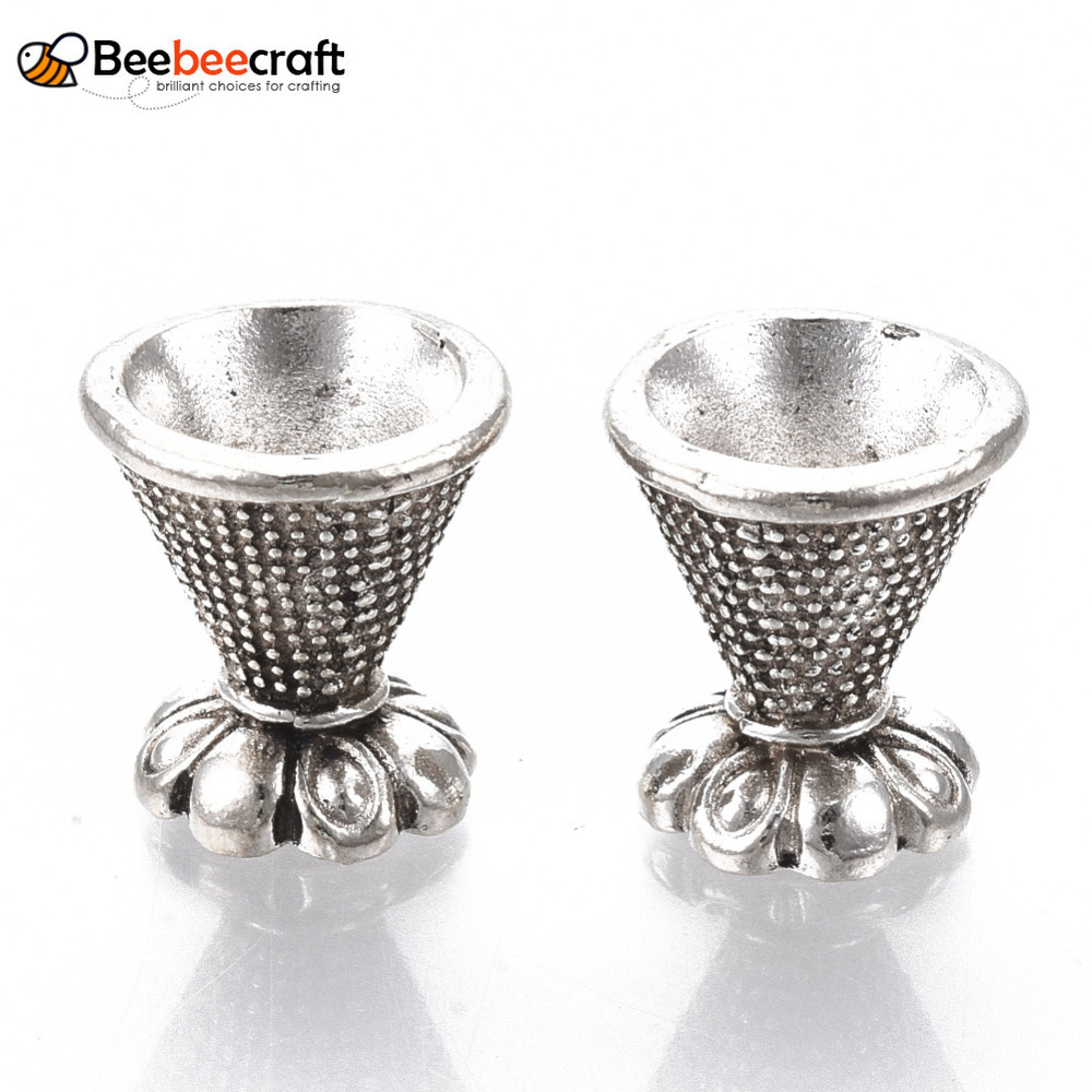 20 chiếc Mũ hạt hợp kim phong cách Tây Tạng Cadmium Free & Lead Free Multi-Petal Antique Silver 15x14mm Lỗ: 2mm Đường kính trong: 10mm