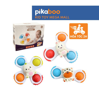 Đồ chơi con quay spinner con vật ngộ nghĩnh 3 trong 1 cao cấp Pikaboo bộ 3 chiếc chất liệu nhựa cao cấp an toàn