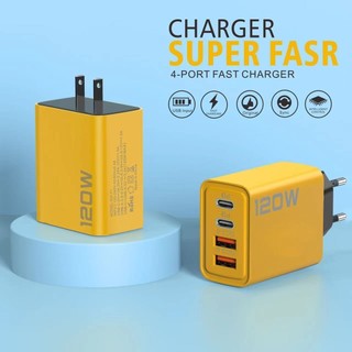 Củ sạc nhanh twitch 120w 4 cổng usb + type c pd phích cắm eu/ us