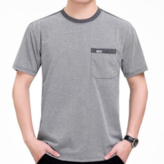 Người Cao Tuổi Túi Ngắn Tay Bố Nửa Tay Áo Lót Cotton Nam Top Nam Áo Thun Tay Ngắn Áo Thun Top Áo Thun Mùa Xuân Hè Tay Ngắn Giữa @