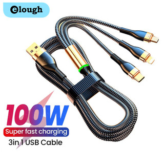 Cáp sạc USB Elough 6A 100W Dây cáp sạc nhanh Micro USB Type C 3 trong 1