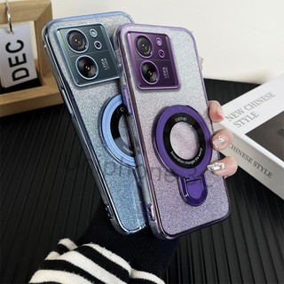 Ốp khung sang trọng Xiaomi 13T PRO Mạ điện Vỏ điện thoại di động Vỏ mềm chống rơi viền bao gồm tất cả các cạnh có giá đỡ từ tính bằng kim loại tròn