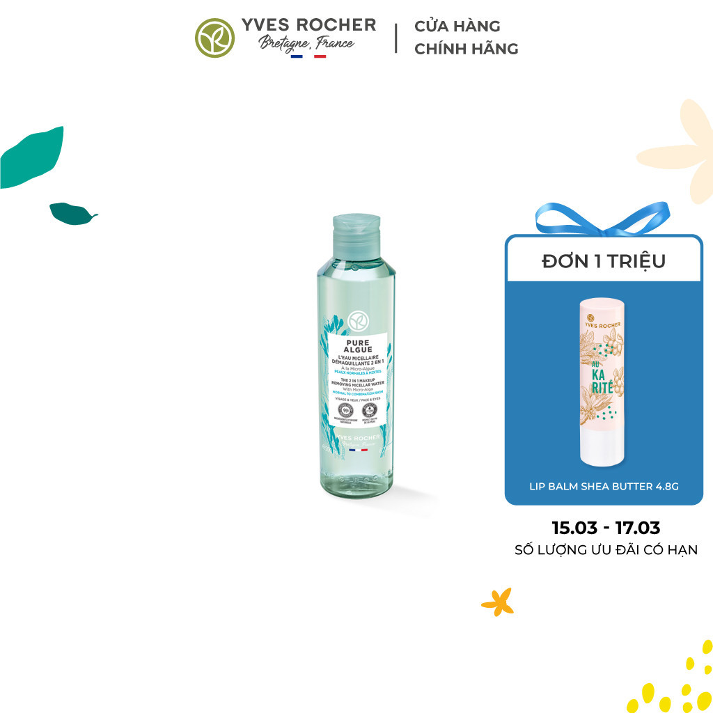 Nước tẩy trang Yves Rocher Pure Algue  Makeup Remover Micellar Water 200ml