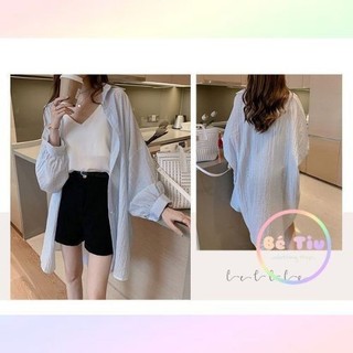 Áo Khoác Sơ Mi, Áo Khoác Chống Nắng Dáng Rộng Họa Tiết Kẻ Sọc Thời Trang Nữ Hàn Quốc Mẫu Hot 2024 | Bé Tiu Clothing