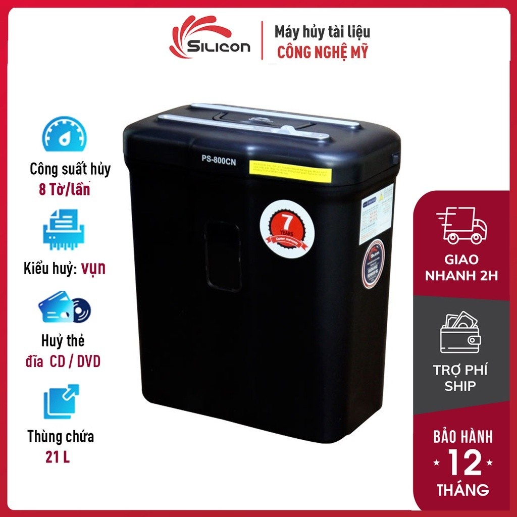 Máy hủy tài liệu mini tự động cắt giấy tự động 8-10 tờ/lần Silicon, máy hủy giấy sợi nhỏ hủy CD,DVD Newage Store