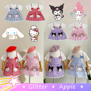 Sanrio My Melody Hello Kitty Cinnamoroll Kuromi Đầm Cho Bé Gái Tay Ngắn Đỏ Tím Hồng Xanh Váy Cho Bé Gái