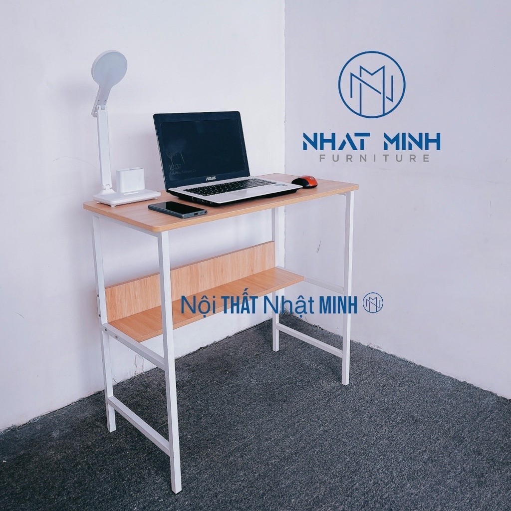 Bàn học, làm việc có kệ lửng , bàn gỗ khung sắt KT 40X80X75cm , bảo hành 12 tháng | BigBuy360 - bigbuy360.vn