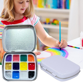 Mơ mộng| Hộp Màu Nước Mini Di Động Bộ Màu Nước Di Động Bảng Màu Nước Tranh Du Lịch Hộp Phác Thảo Đồ Dùng Nghệ Thuật 12 Lưới Mini Sơn Móng Tay Hộp Rỗng Hộp Dưỡng Ẩm Pa