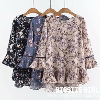 Áo sơ mi hoa nhí Bigsize Áo trung niên cho mẹ sang trọng nữ form rộng tay ngắn cổ tròn mùa hè Phong cách Hàn Quốc Thời Trang tiểu thư cá tính xinh đẹp cho người mập béo