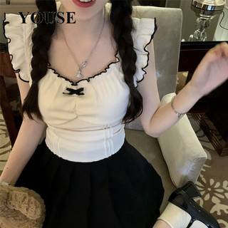 YOUSE áo phông áo thun nữ croptop baby tee Xu hướng Trendy Casual Cổ điển WCS2430OQK 13Z240326