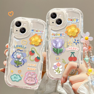 Niche Ba Chiều Gấu Hoa Thỏ Thích Hợp Cho iPhone13promax Vỏ Điện Thoại Apple 15 14 12mini 11 XR XSmax 7plus 8PLUS Vỏ Bảo Vệ Silicon Chống Sốc