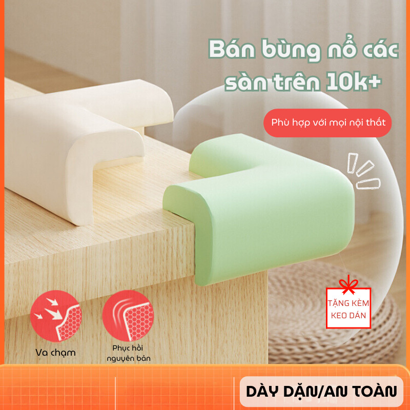 Combo 4 Miếng Bọc Cạnh Bàn MM HOUSE An Toàn Cho Trẻ Nhỏ, Xốp Mềm Dán Chặt, Phù Hợp Nhiều Bề Mặt