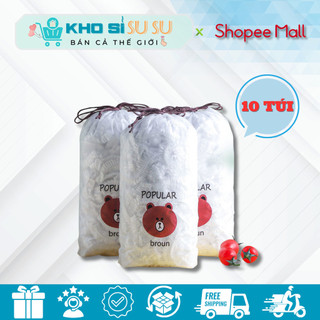 Combo 1000 màng bọc thực phẩm PE túi gấu có chun co giãn bọc đồ ăn, chùm đầu đa năng - Túi Gấu Bọc Thực Phẩm