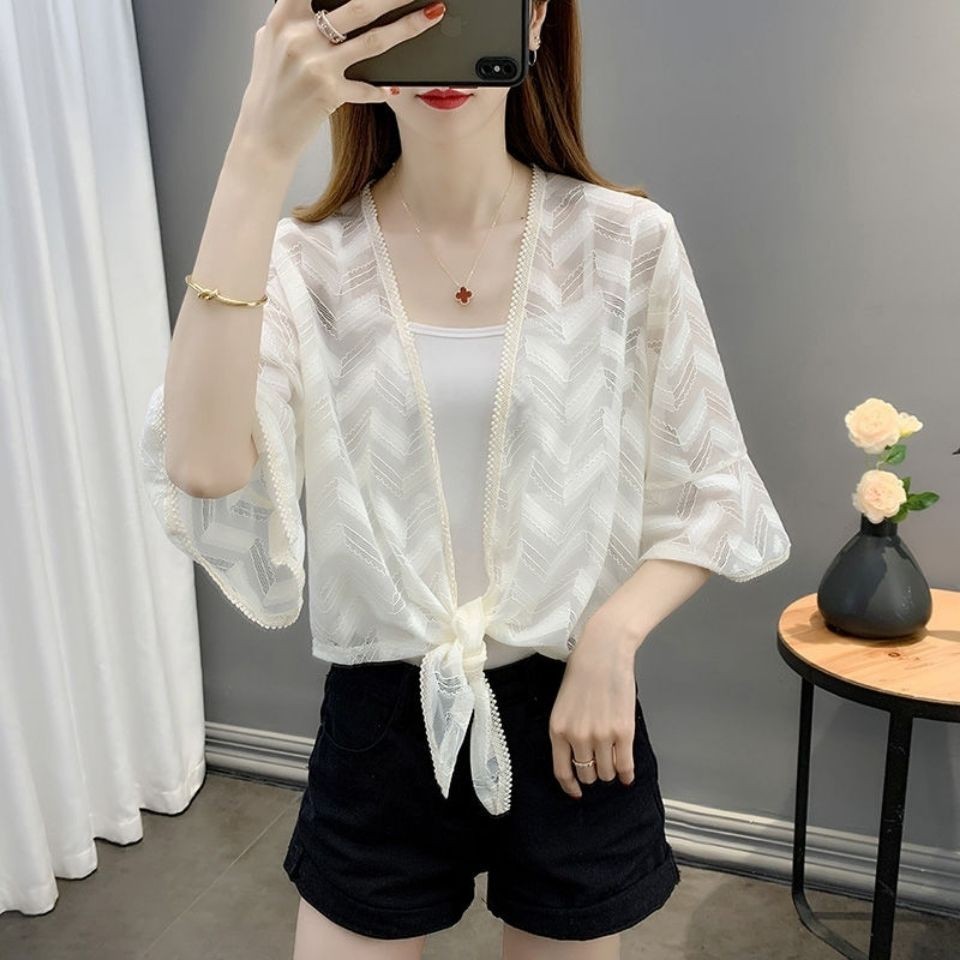 Quần áo chống nắng Áo khoác Cardigan mỏng dành cho nữ Khăn choàng nhỏ có váy Sling Áo khoác ngoài Quần áo chống nắng ngắn Áo khoác Cardigan mỏng dành cho nữ Khăn choàng nhỏ có váy Sling Áo khoác ngoài Áo ngắn 24.4.2