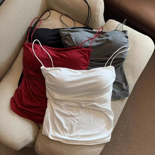 Áo crop top có gân co giãn lạnh dành cho nữ có đệm ngực, áo corset vải cotton co giãn 2 dây đeo chất lượng cao
