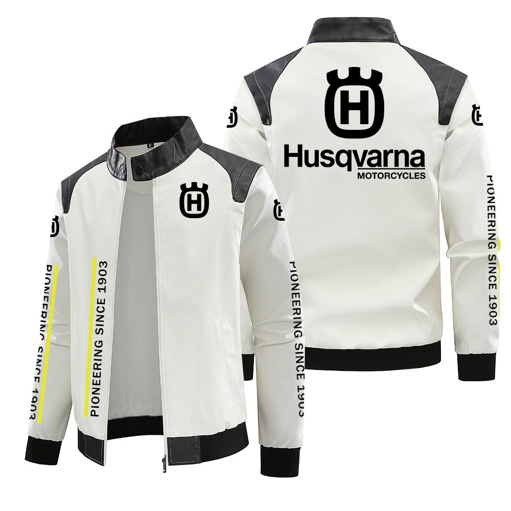 Husqvarna leather jacket, Svartpilen401, Norden, stand collar zipper, outdoor windbreaker, motorcycl