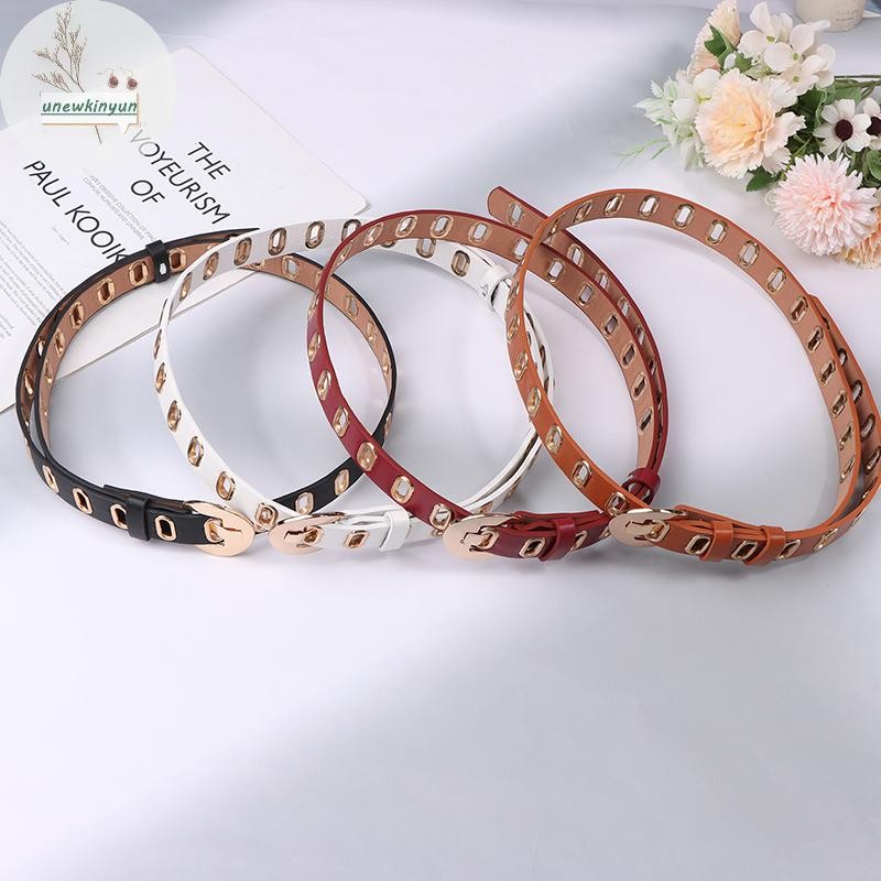 Uu Mới Grunge Nữ Thắt Lưng Có Thể Điều Chỉnh Lỗ Grunge Punk Thắt Lưng Nữ Hợp Kim Pin Khóa Da PU VN