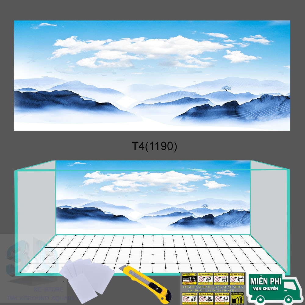 [Tặng Đồ DÁn+Sticker] Tranh dán hồ cá 3D Decal bầu trời 1190, tranh bể cá siêu đẹp - Sắc Nét