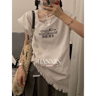 HANXIN áo phông áo thun nữ croptop baby tee Casual Fashion Vintage Popular WTX24204KT 6Z240207