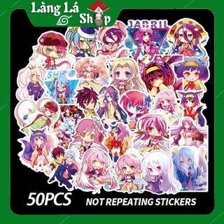 Miếng dán Sticker anime No Game No Life trọn bộ 50 hình - In rõ ràng sắc nét khó tróc