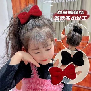 Kẹp tóc nơ nhung đỏ năm mới Mũ nón năm mới