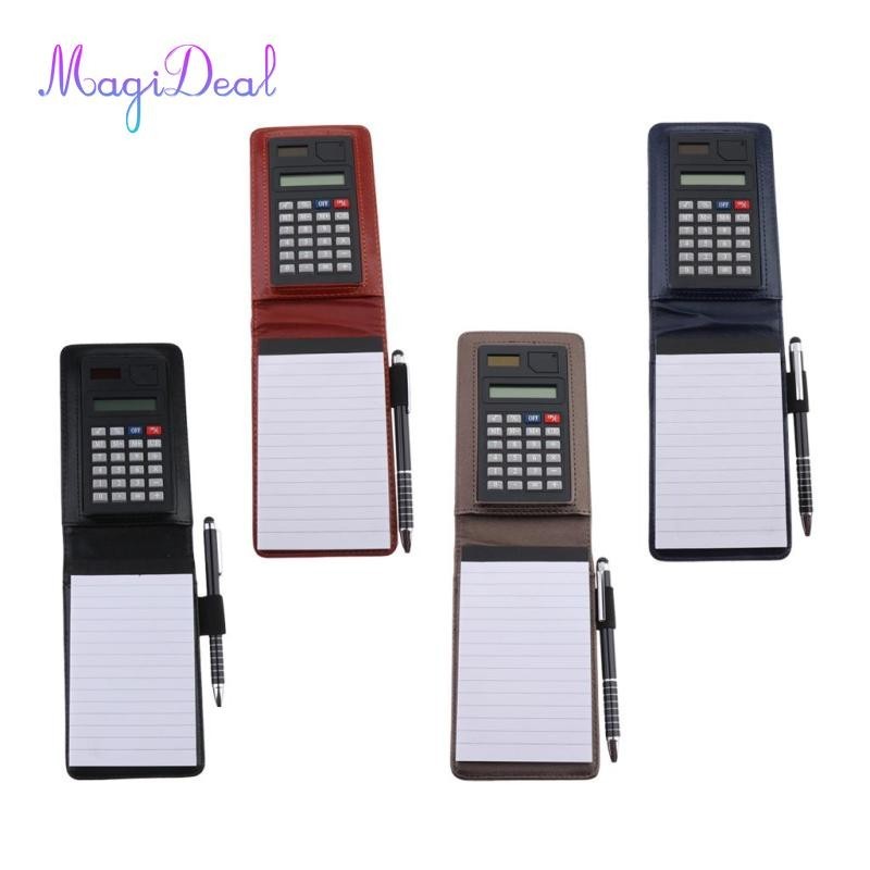 Bìa cứng chống nước bằng da A7 có máy tính + Bút bi - Đen