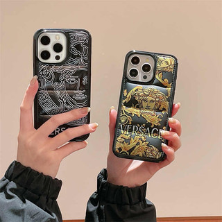 [Versace] Vỏ áo khoác xuống iPhone 11 Vỏ điện thoại phồng 3D bằng sợi lông vũ Tương thích cho iPhone 12 13 14 15 Pro Max X XR XS Max Vỏ mềm chống rơi