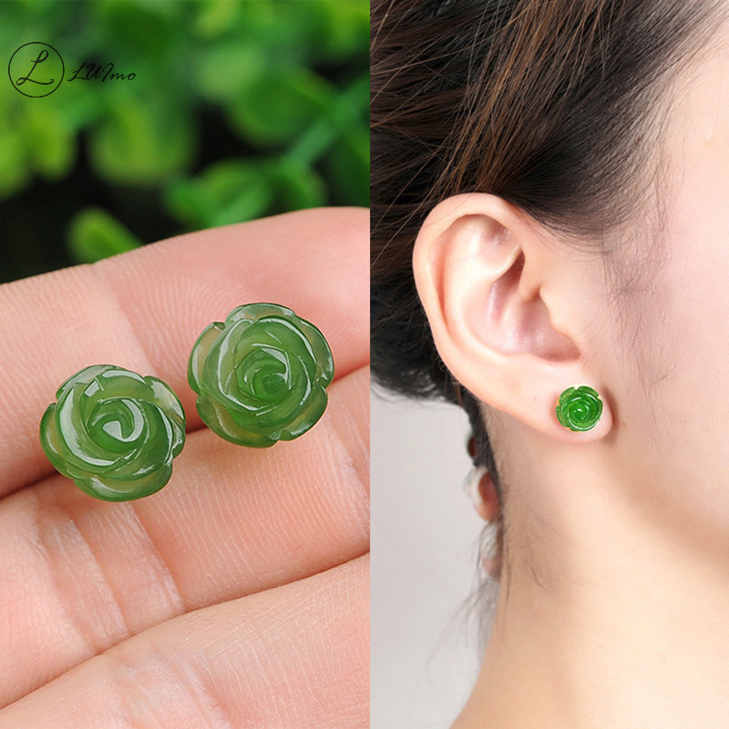Luimo Tối Giản Thanh Lịch Ngọc Lục Bảo Xanh Hình Hoa Bông Tai Dành Cho Quà Tặng Trang Trí Phụ Kiện Trang Trí Trang Sức Thời Trang * Bán Chạy