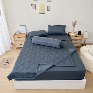 Bộ chăn ga gối REE Bedding XÁM ĐẬM chần bông chất thun lạnh TL262 đủ size giường nệm M1