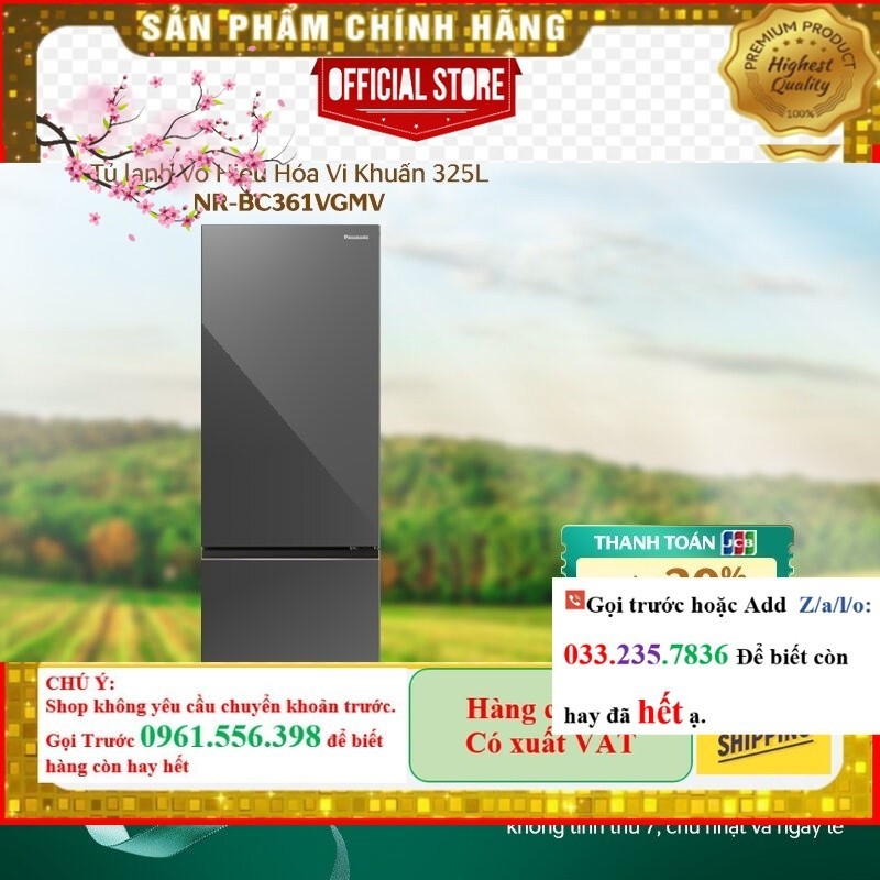 <Sale> Tủ lạnh Panasonic Vô Hiệu Hóa Vi Khuẩn 325L NR-BC361VGMV Mặt Gương - Ngăn Đá Dưới