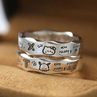 Nhẫn lượn sóng hoạt hình Graffiti Nhẫn đôi mèo