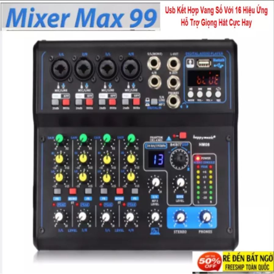 Bộ Mixer yamaha MAX 99 USB Cao Cấp - livestream, thu âm, karaoke chuyên nghiệp - 16 chế độ vang