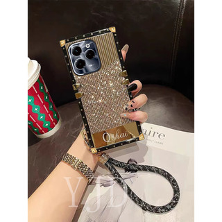 Yjd Ốp Lưng Cho Infinix Hot 40 Pro Flash Ba Nối Dây Tay Cạnh Thẳng Vỏ Điện Thoại Chống Sốc