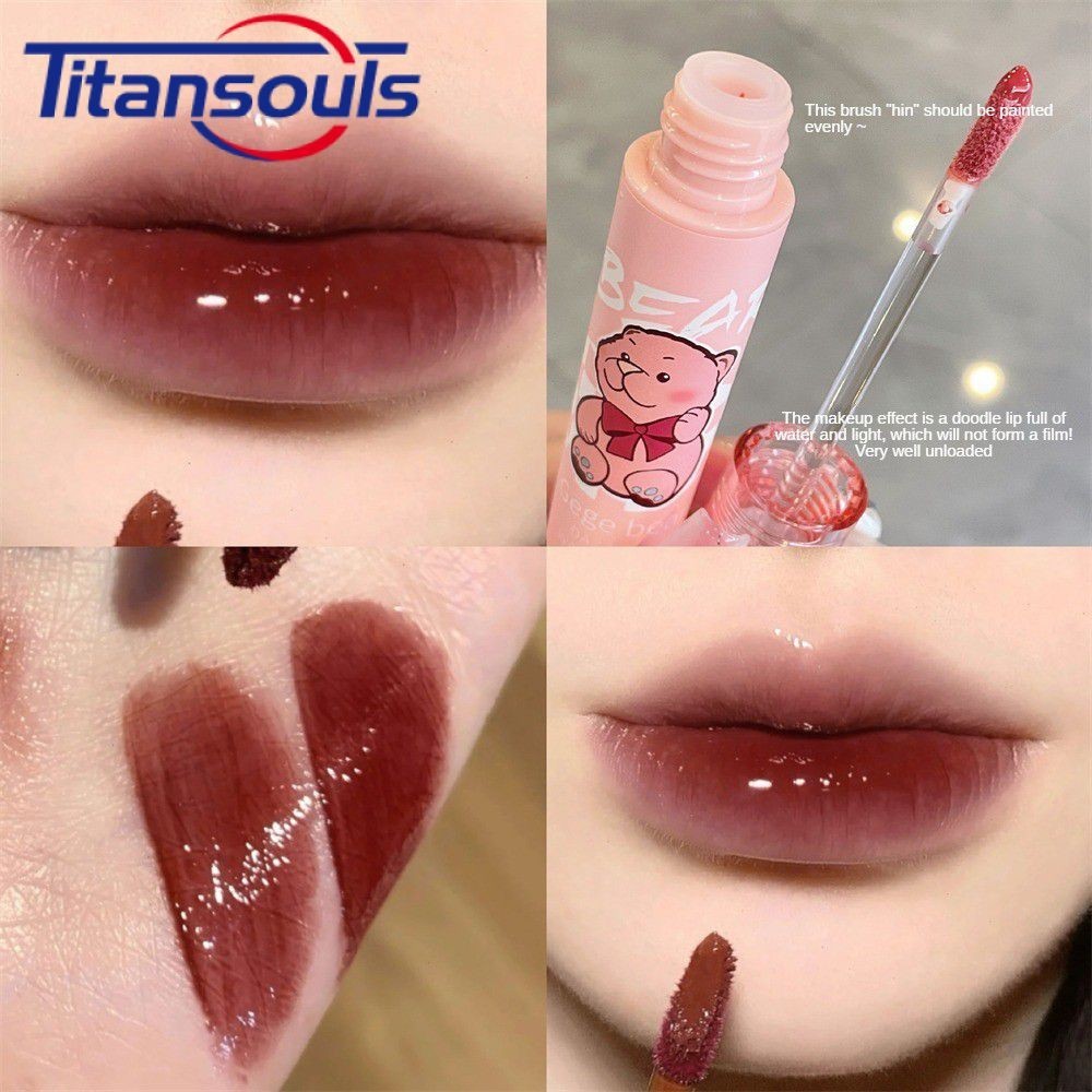 [Hàng có sẵn] Gege Bear Water Light Lip Glaze Not Stick cup Lip Gloss Son môi dưỡng ẩm, IT IS GIRL LOVE MAKE-UP