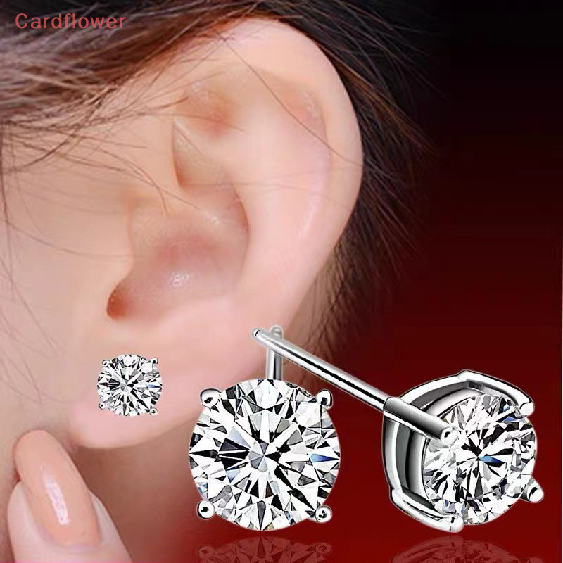 &lt; Cardflower &gt; Bông tai bốn cánh cổ điển Unisex Zircon Quà tặng kỷ niệm Moissanite Mới