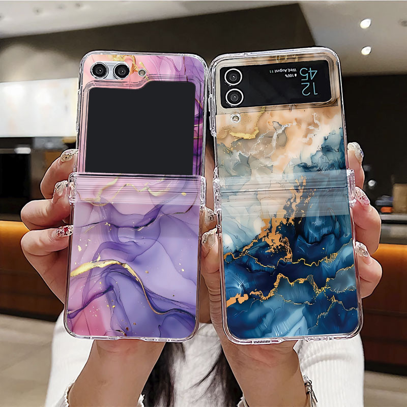 Ốp Điện Thoại Trong Suốt Cho Samsung Galaxy Z Flip 6 5 4 3 F741B F731B F721B F711B Ốp Lưng Họa Tiết 